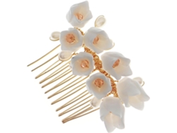 Peineta Adornada Con Flores Y Perlas, Accesorio Para El Cabello De Novia Para Ocasiones Especiales.