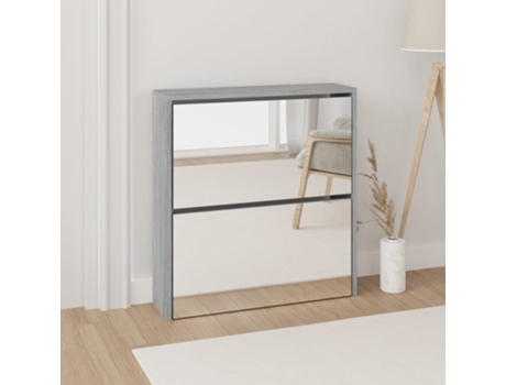 VIDAXL Mueble Zapatero Con Espejo 2 Niveles Gris Sonoma 63x17x67 cm