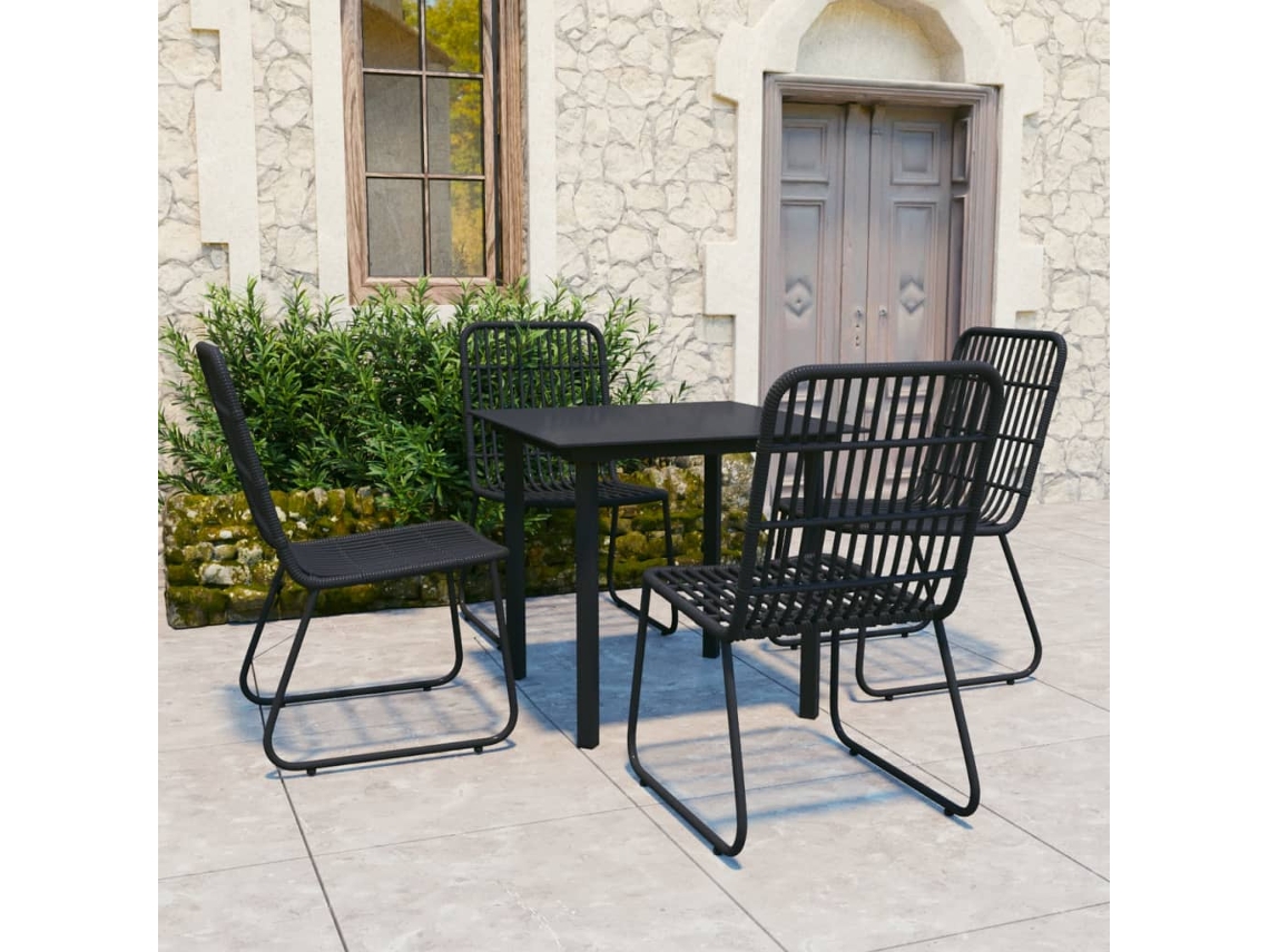 Juego de comedor para exterior de 5 piezas de mimbre de polietileno y vidrio Dkd Home Decor
