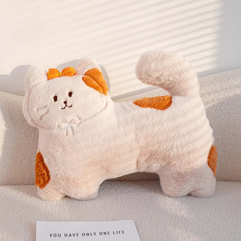 (gato Naranja, 45 Cm) Cojín/almohada/almohada Para Sofá Con Forma De Gato Adulto Con Pajarita