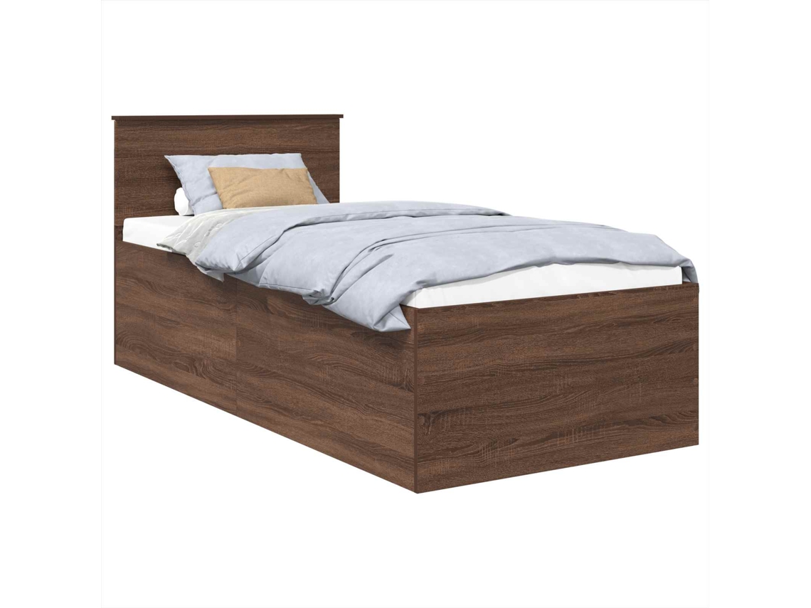 Maison Exclusive - Estructura De Cama Con Cabecera Roble Marrón 75 X 190 Cm