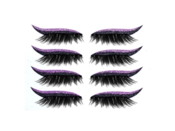 Pestañas Postizas Autoadhesivas Para Sombras De Ojos Con Purpurina Morada, Resistentes Al Agua, Para Maquillaje De Ojos, 4 Pares.