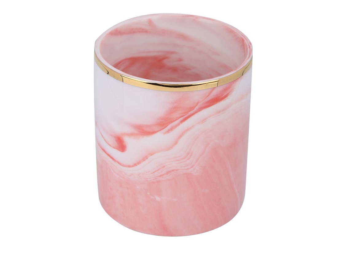 Caja De Almacenamiento De Cerámica Para Pinceles Y Herramientas De Manicura, Organizador De Cosméticos Rosa