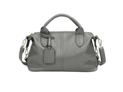 Bolso De Hombro Boston Para Mujer, De Piel Sintética Suave, Gran Capacidad, Ideal Para Viajes, Color Gris Oscuro.