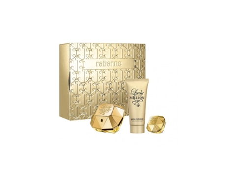 Set Lady Million PACO RABANNE - 80ml Eau de Parfum, 100ml Loción y 5ml Miniatura