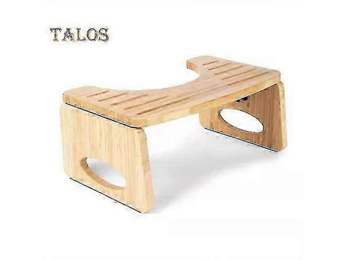 Taburete Plegable De Bambú Para Baño Con Capa Antideslizante Para Una Postura Saludable.