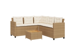Sofá de jardín en forma de LC / Mesa y cojines en tejido de mimbre beige MAISON EXCLUSIVE
