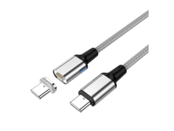 Cable 100w Pd 4.0 Cargador rápido Cable Usb-c Cables de carga de imán rápido, Cable de datos magnético, Compatible para Macbook Pro Huawei Matebook silver_1.8m trenzado 100W