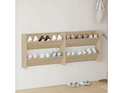 2 Uds Zapatero | Armario Zapateros De Pared Contrachapada Roble Sonoma 80x18x60 Cm