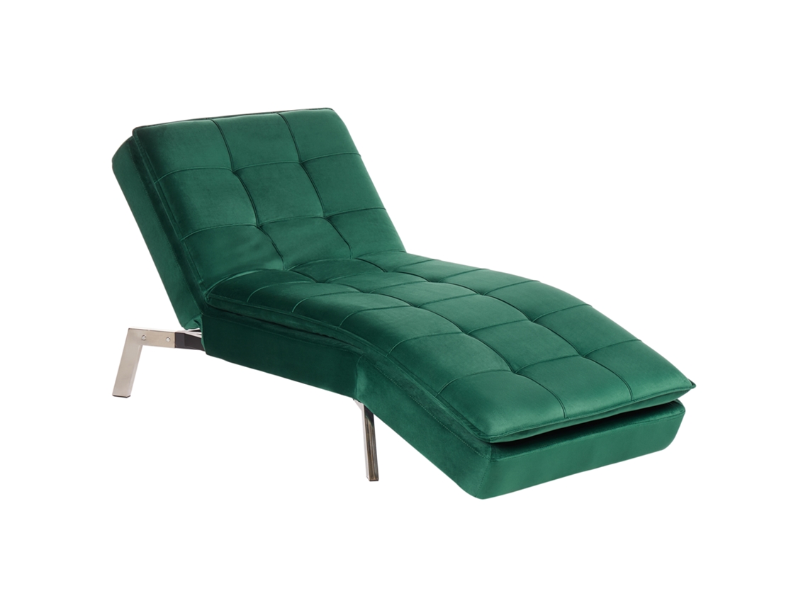 Chaise longue BELIANI Loiret de Terciopelo Verde 179x76x93