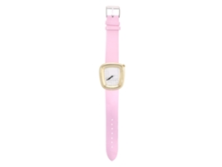Reloj Analógico De Cuarzo Con Correa De Piel Sintética Rosa, Estilo Sencillo Y Elegante.