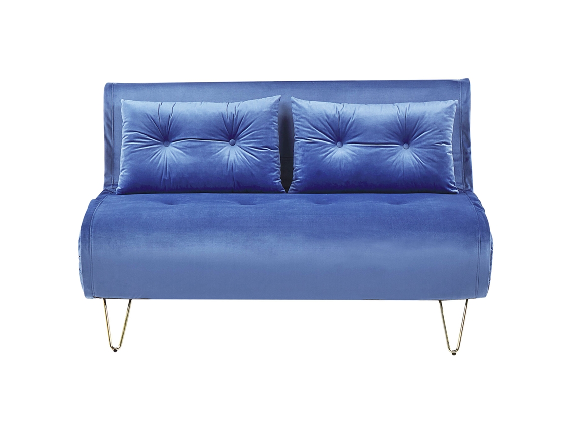 Sofá de 2 plazas BELIANI Vestfold de Terciopelo Azul 130x78x81