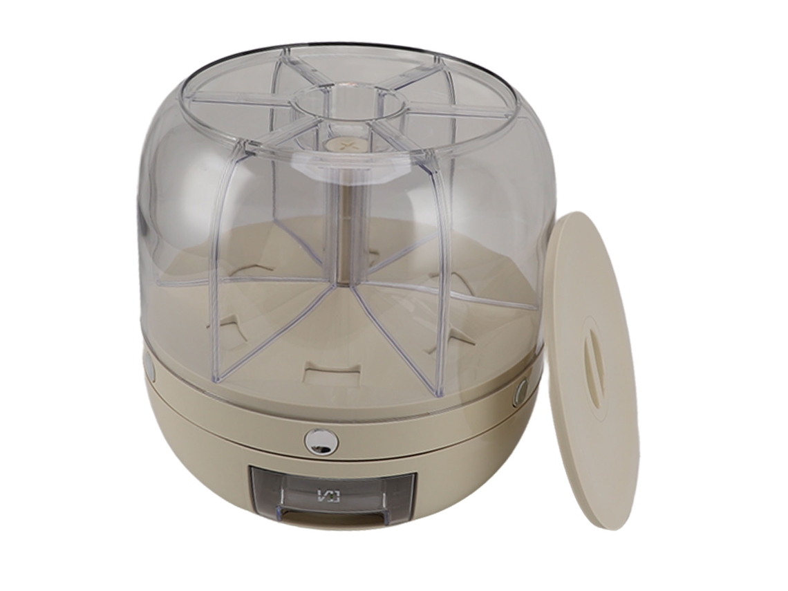 Dispensador De Grano Rotatorio 6 Compartimentos Contenedor Hermético Para Arroz Y Alimentos Secos Cocina Blanco