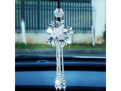 2026-colgante De Espejo Retrovisor De Cristal Linjou Decoración Auto Moda Cristal K9 Blanco
