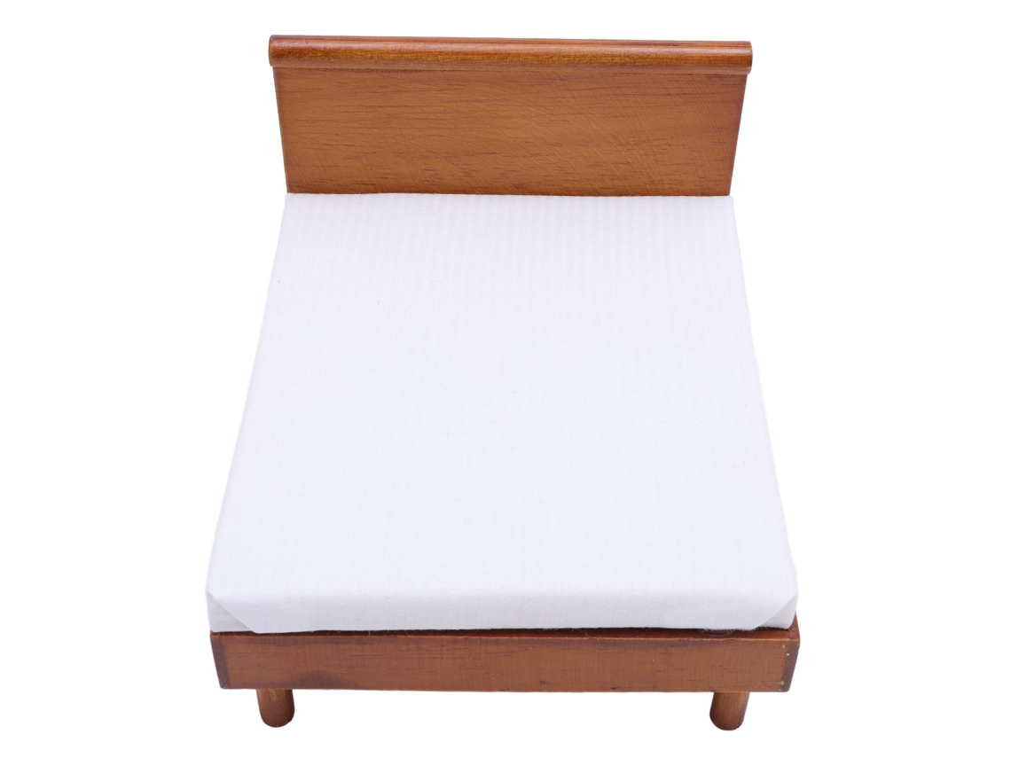 Cama De Madera Para Casa De Muñecas A Escala 1:12. Muebles Decorativos En Miniatura.
