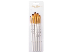 Juego De 5 Pinceles Profesionales Para Acuarela, Acrílico Y Óleo, Punta Plana, Color Blanco.