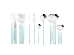 (plata Menta) Juego De Cubiertos De Acero Inoxidable De 24 Piezas, Que Incluye Cuchillo, Cuchara Y Tenedor