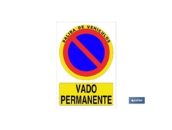 Señal poliestireno 297x210mm. vado permanente