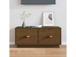 Mueble de Armario Tv 80X34X35 Cm Madera de Pino Maciza Marrón Miel