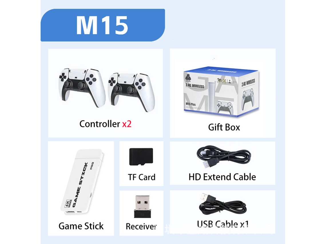 Conexión inalámbrica de 2,4 GHz para consolas de videojuegos y televisores vía HDMI para uso doméstico en alta definición. Paquete compacto de 16 GB con más de 20.000 juegos.