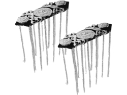 Broches retrô em metal com dragões punk e borlas para os ombros, par de broches de metal estampado, acessórios de vestuário.