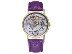 Reloj De Pulsera Analógico De Cuarzo Con Dial Redondo Para Mujer Y Hombre (morado)
