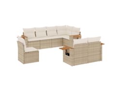 Conjunto 8 de sofás de jardín con cojines beige VIDAXL ratán PE