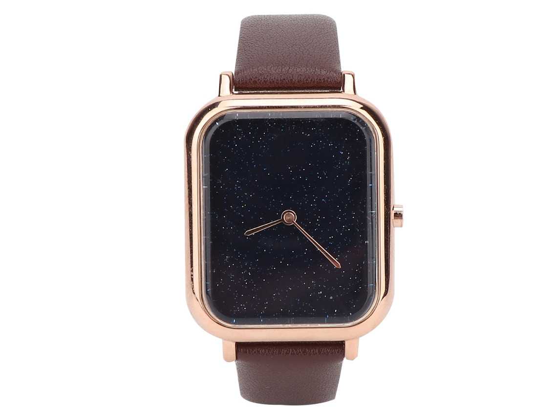 Reloj De Cuarzo Para Parejas, Estilo Sencillo, Esfera Cuadrada, Resistente Al Agua, Correa De Piel De Microfibra.
