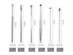 Juego De 6 Herramientas Innovadoras Para La Extracción De Cerumen Con Resorte, Espátula Y Cureta De Acero Inoxidable.
