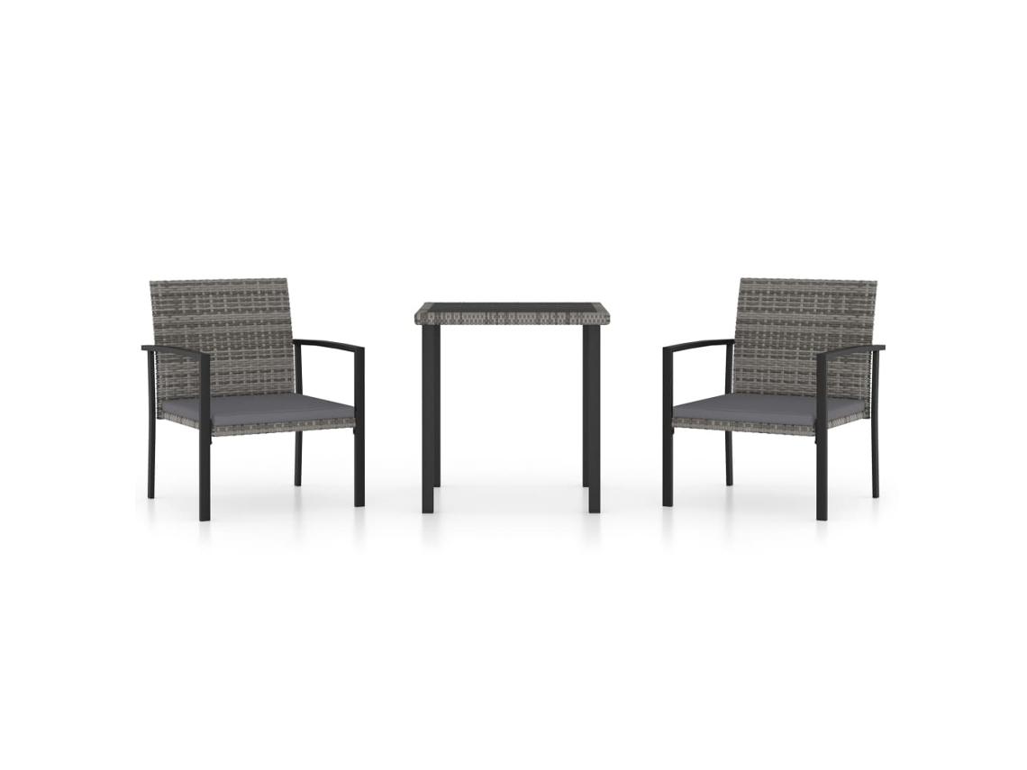 Maison Exclusive - Juego De Comedor Para Jardín 3 Piezas Ratán Sintético Gris