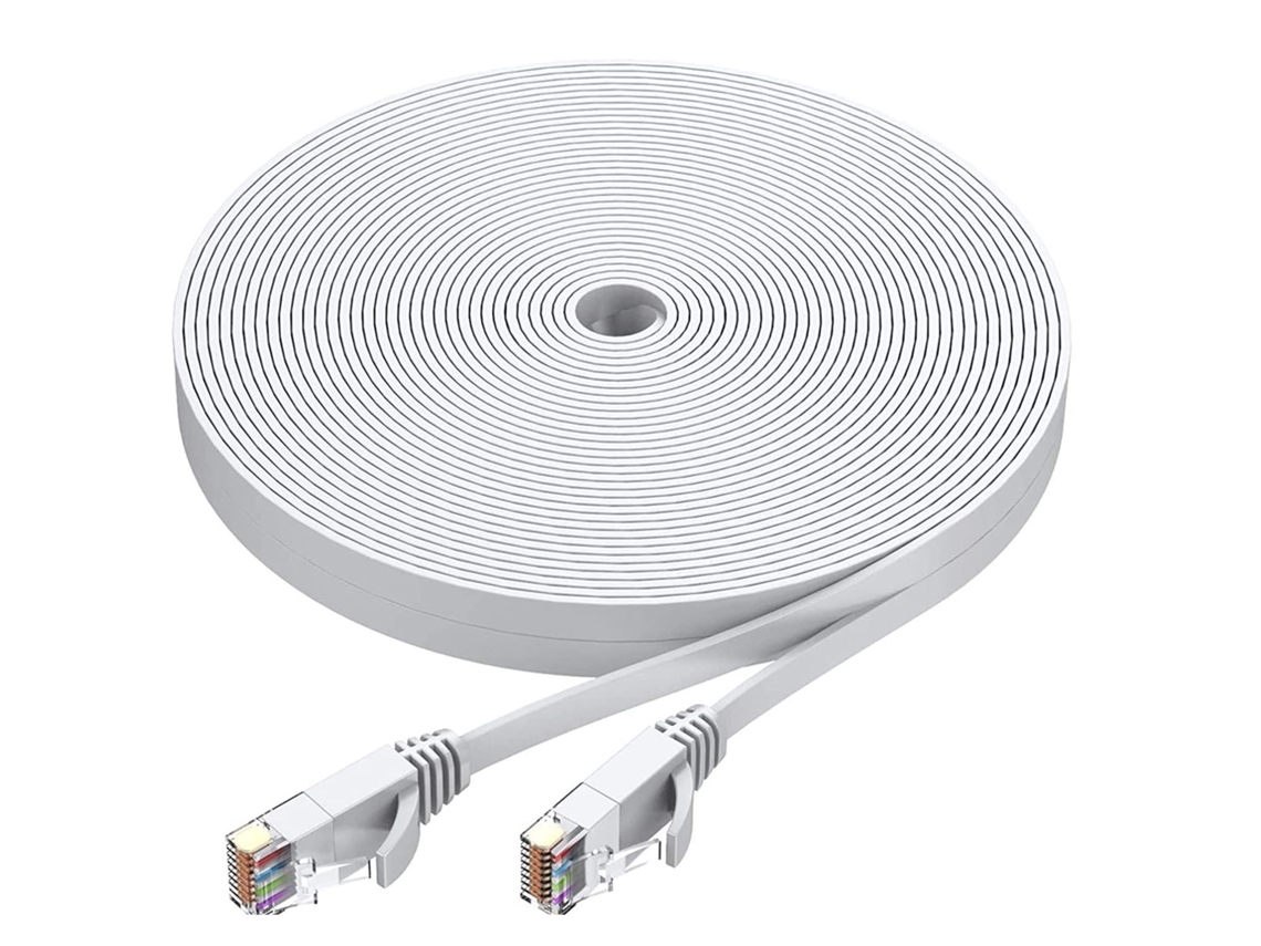Cable Ethernet plano y ultrafino para red LAN de extensión. Mdug (blanco, 1,5 m).