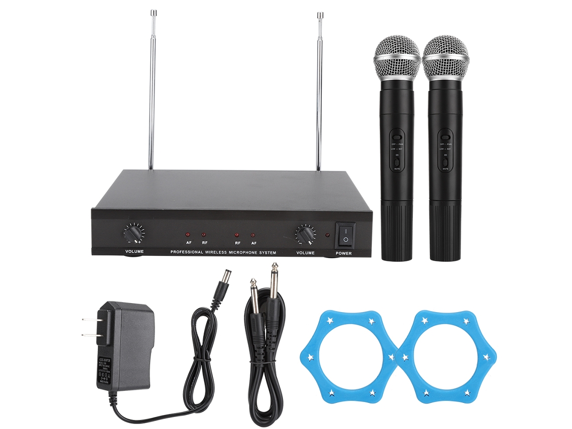 Kit De Microfone Sem Fio Portátil Com Dois Microfones Handheld Para Karaokê (100-240v Us) 724.9~753.4mhz