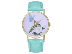 Reloj De Cuarzo Zhoulianfa De Cuero Pu Con Dial Floral Simple Unisex (menta)