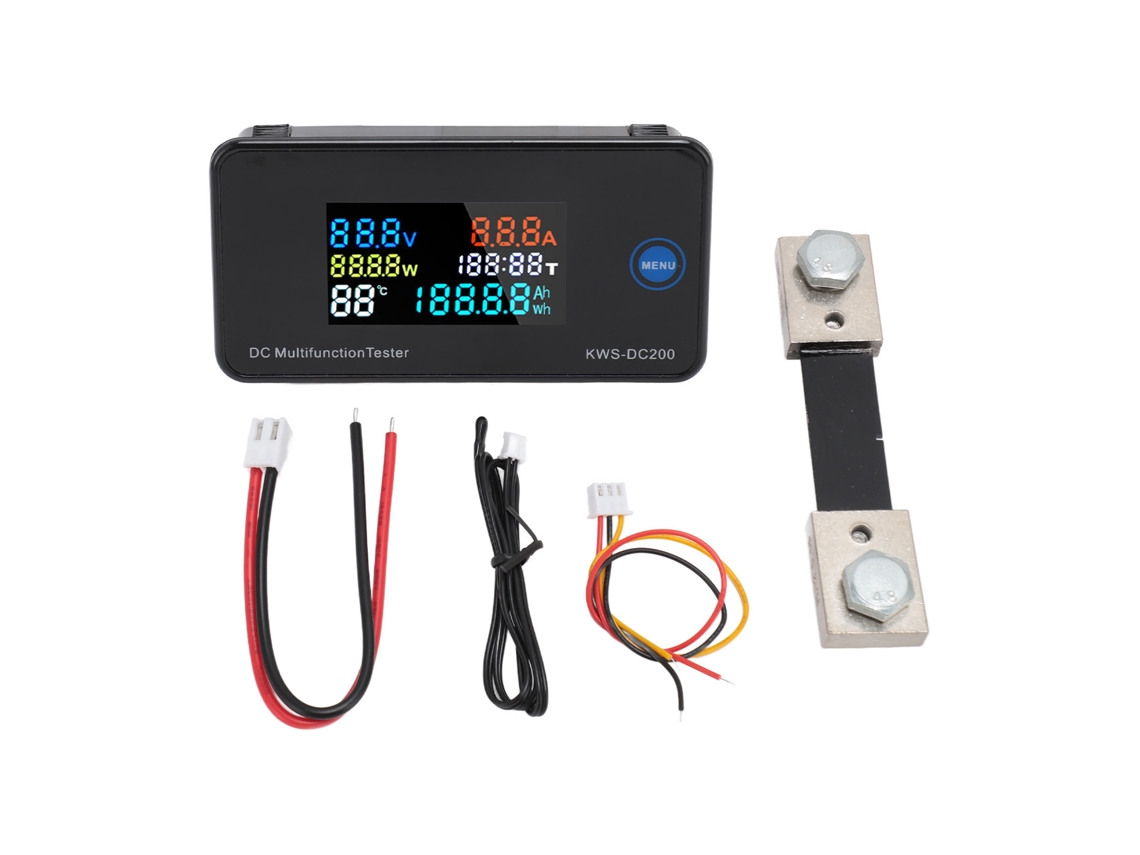 Testador Multimetro Digital Dc 200v 100a Lcd Colorido 7 Em 1 Voltimetro Amperimetro Abs