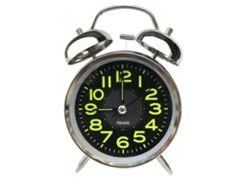 Reloj despertador de doble campana, 4 pulgadas, metal plateado, silencioso