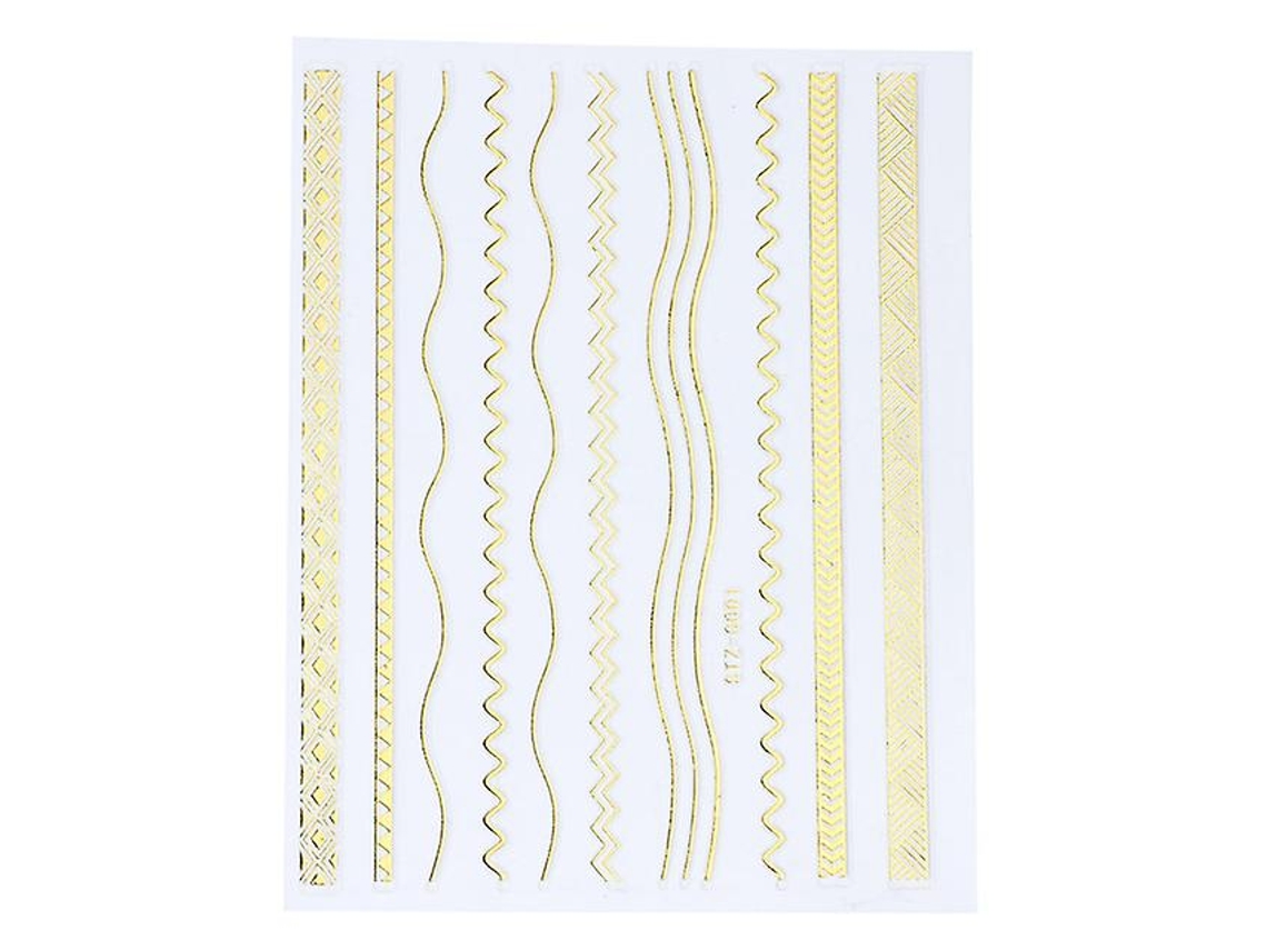 Adesivos para unhas Rebe-stickers com efeito de hot stamping, linhas 3D autoadesivas de luxo para designs DIY e ocasiões especiais.