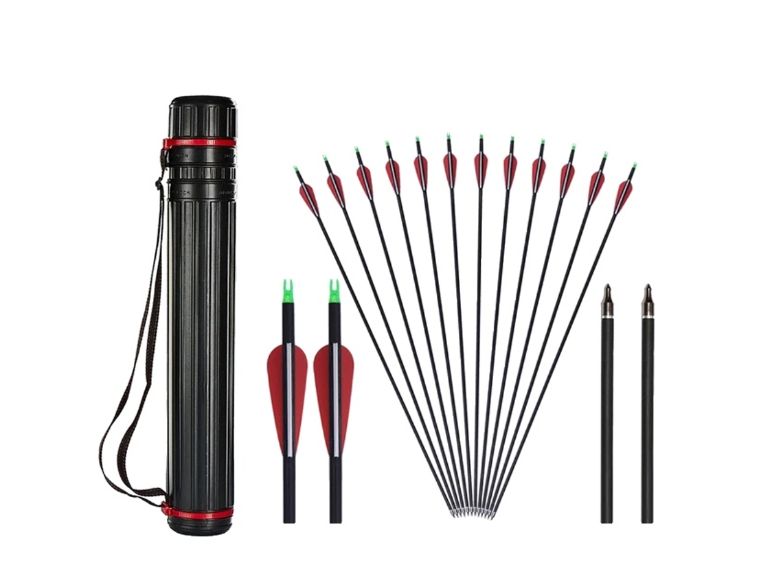 Flechas de carbono, Spine 500, ID 62 mm, 24 flechas OEM negras