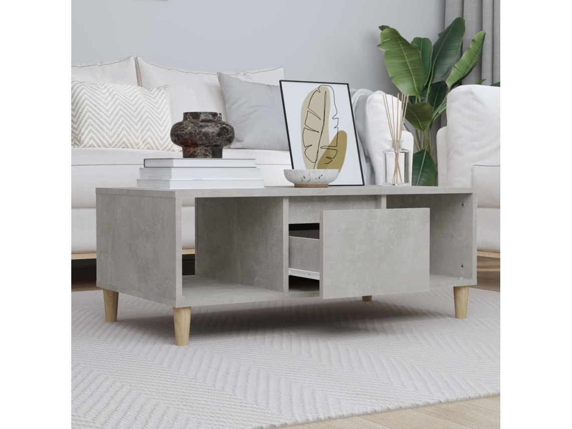 Mesa de Centro de Apoyo 90X50X36,5 Cm Derivados Madera Gris Cemento