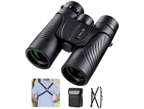 Binoculares HUTACT 10x42, potentes prismáticos para adultos, prismáticos compactos de observación de aves HD para viajes, lentes B YIZHOOD