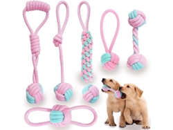 2026altiro-juego De Juguetes Masticables Para Cachorros De 8 Semanas De Edad, 7 Piezas, Cuerdas De Algodón Natural Rosa Suave.