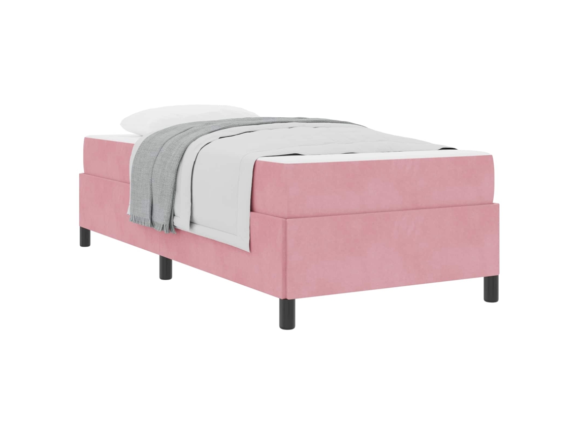 Maison Exclusive - Estructura De Cama Con Colchón Rosa 100 X 200 Cm Tela