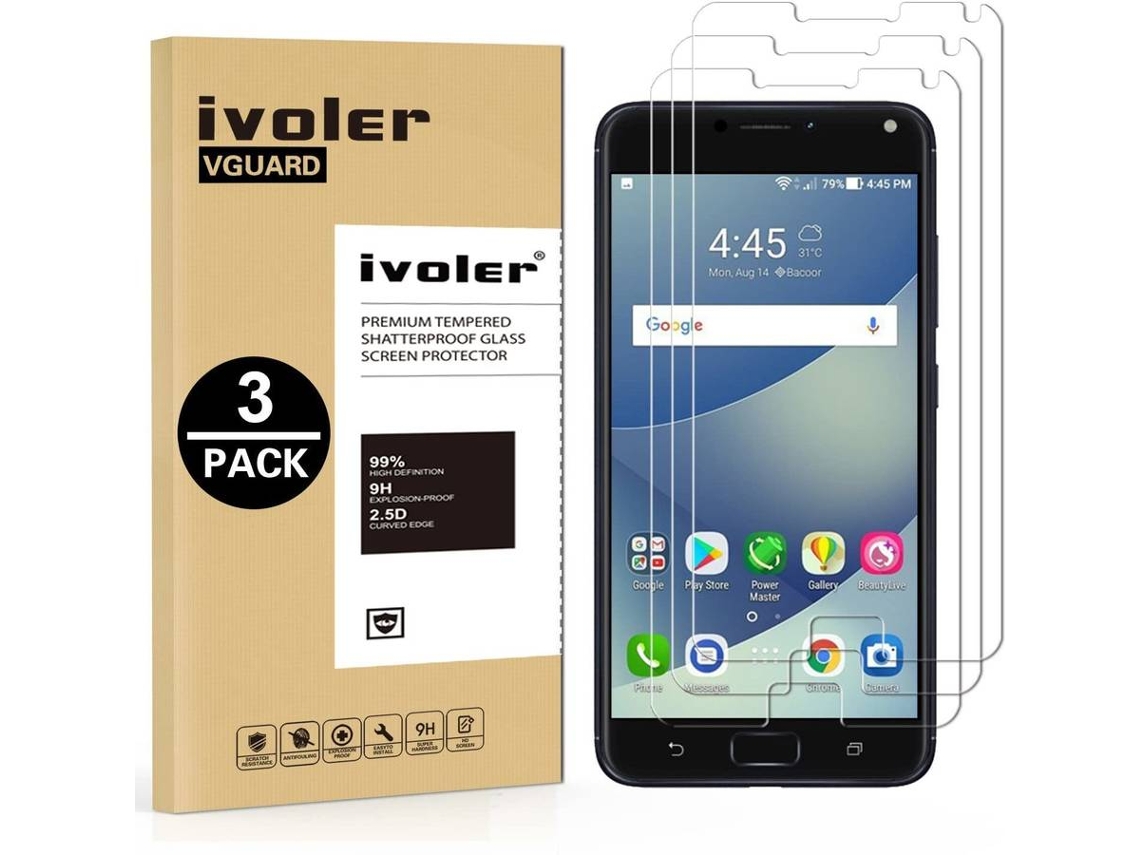 3x Protector Cristal Templado Asus Zenfone 4 MAX ZC554KL HONGWE.