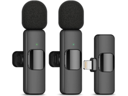 2 Micrófonos Lavalier Inalámbricos Lightning Cancelación Ruido Sincronía Automática Para Grabación Live Streaming