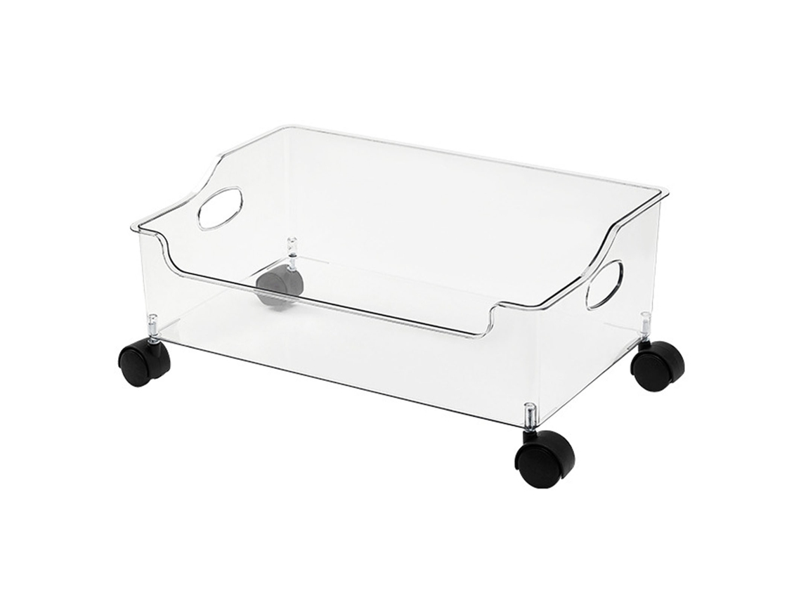 Contenedores de almacenamiento con ruedas, caja de plástico transparente para libros debajo del escritorio con ruedas para dormitorios escolares y oficinas.