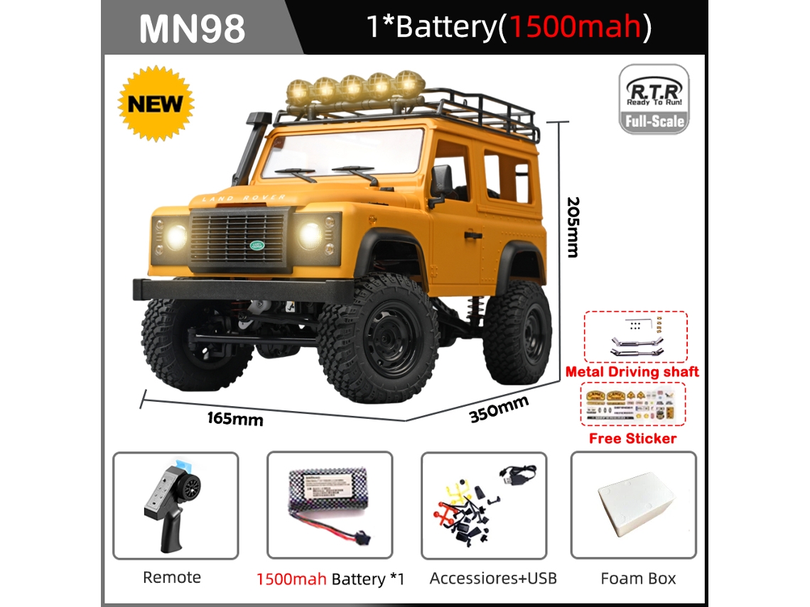 Coche RC Defender Rock Crawler Mn99s Mn98, versión 1/12, RTR, tracción 4x4, 2,4 G, camión teledirigido, juguete todoterreno. Aeuzwr