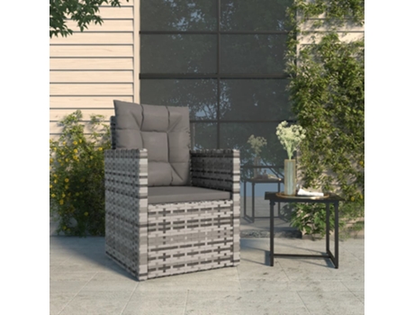 MAISON EXCLUSIVE Sillón de jardín con cojín ratán sintético gris