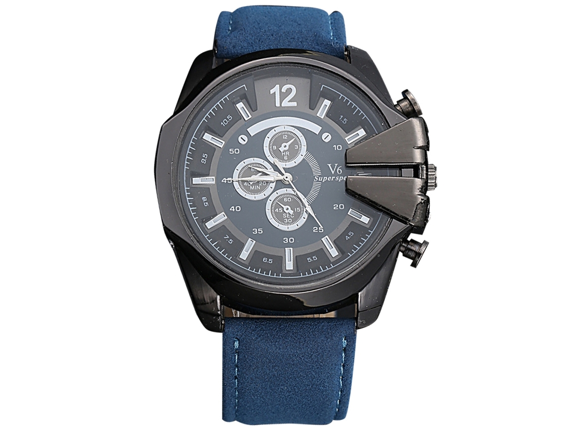 Reloj De Pulsera De Cuarzo Para Hombre Con Correa De Poliuretano, Estilo Moderno, Esfera Grande (azul Marino Y Negro).