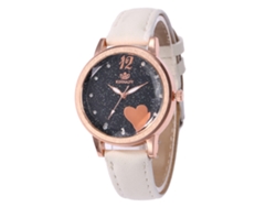Reloj De Pulsera Unisex Con Correa De Cuero, Estilo Moderno, Esfera Redonda, Cuarzo Blanco.