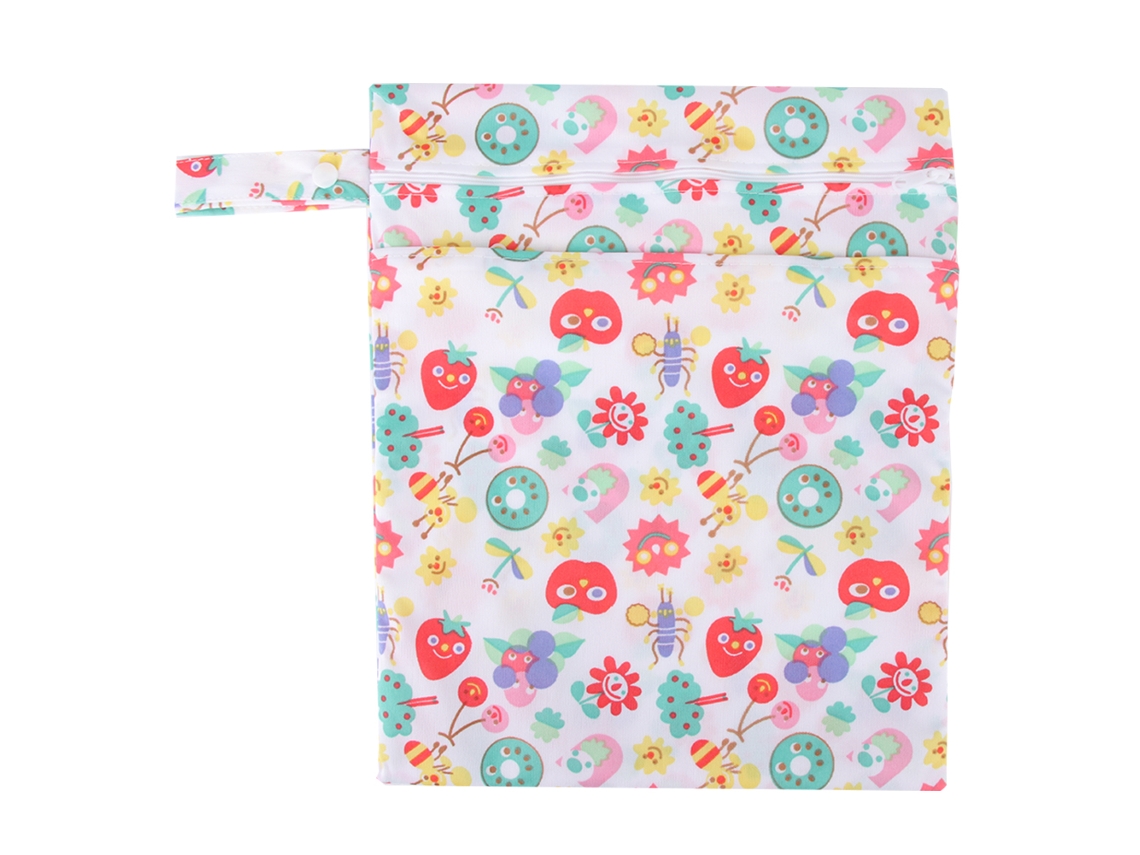 Bolso Cambiador Portátil Impermeable De Doble Capa, Blanco + Fruta