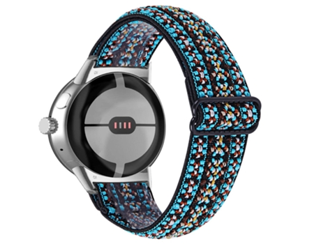 Correa de tela tejida trenzado transpirable ajustable con adaptador plateado para Google Pixel Watch - 4
